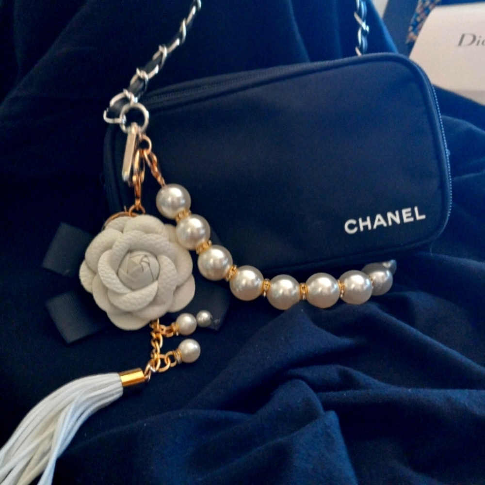 Chanel beauty bag turned into crossbody bag.